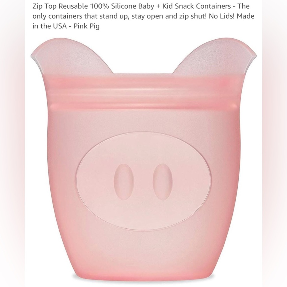 🐷 Zip Top Reusable 100% Silicone Baby + Kid Snack Containers